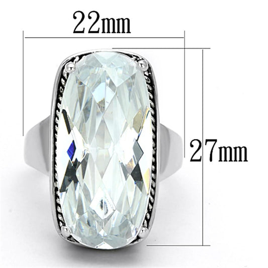 LO2958 - Rhodium Brass Ring with AAA Grade CZ  in Clear-1