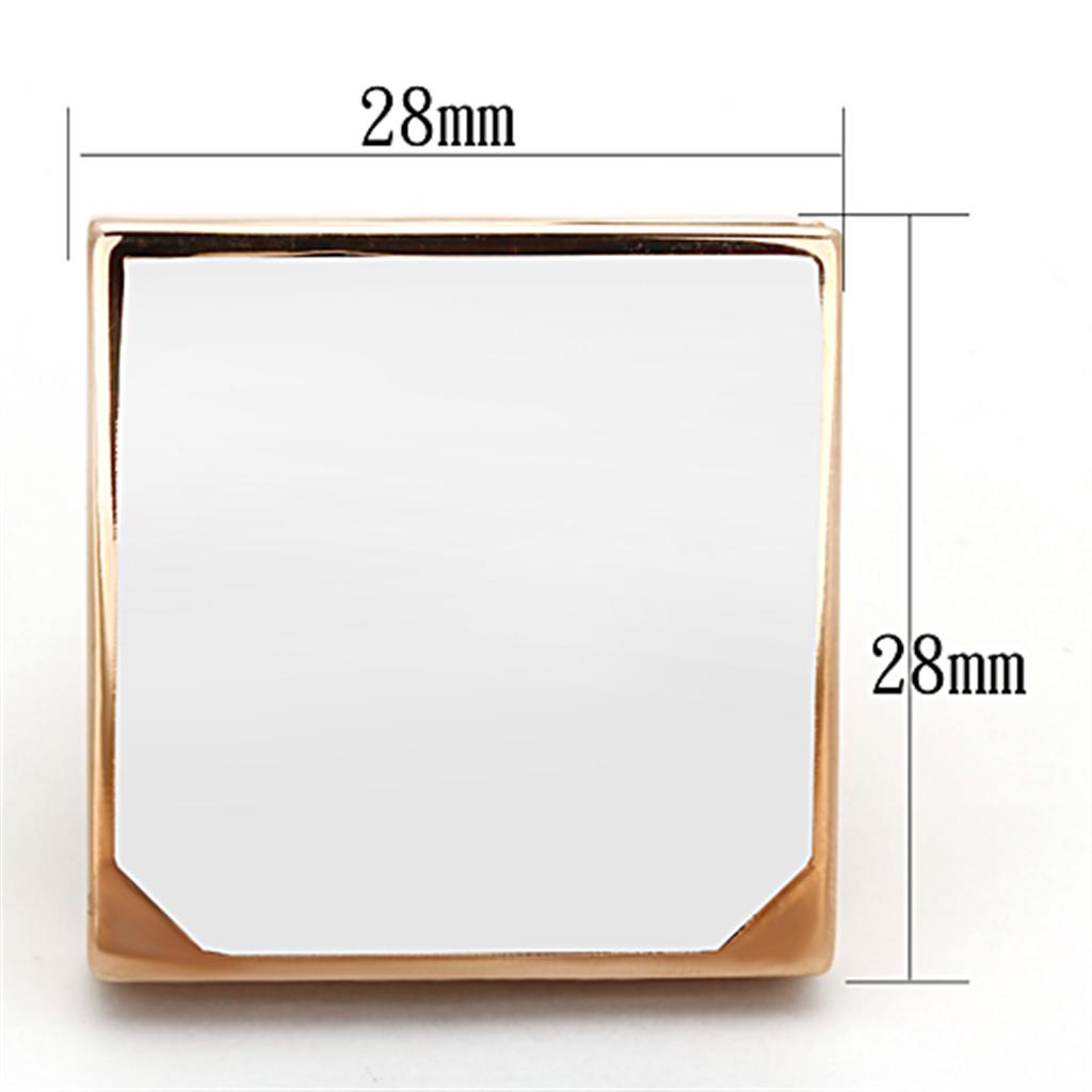 LO2971 - Rose Gold Brass Ring with Synthetic Synthetic Glass in Clear-1