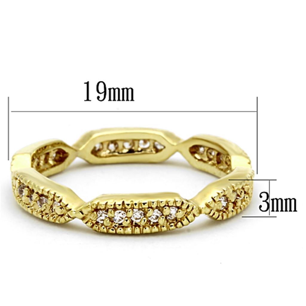 LO3001 - Gold Brass Ring with AAA Grade CZ  in Clear-1