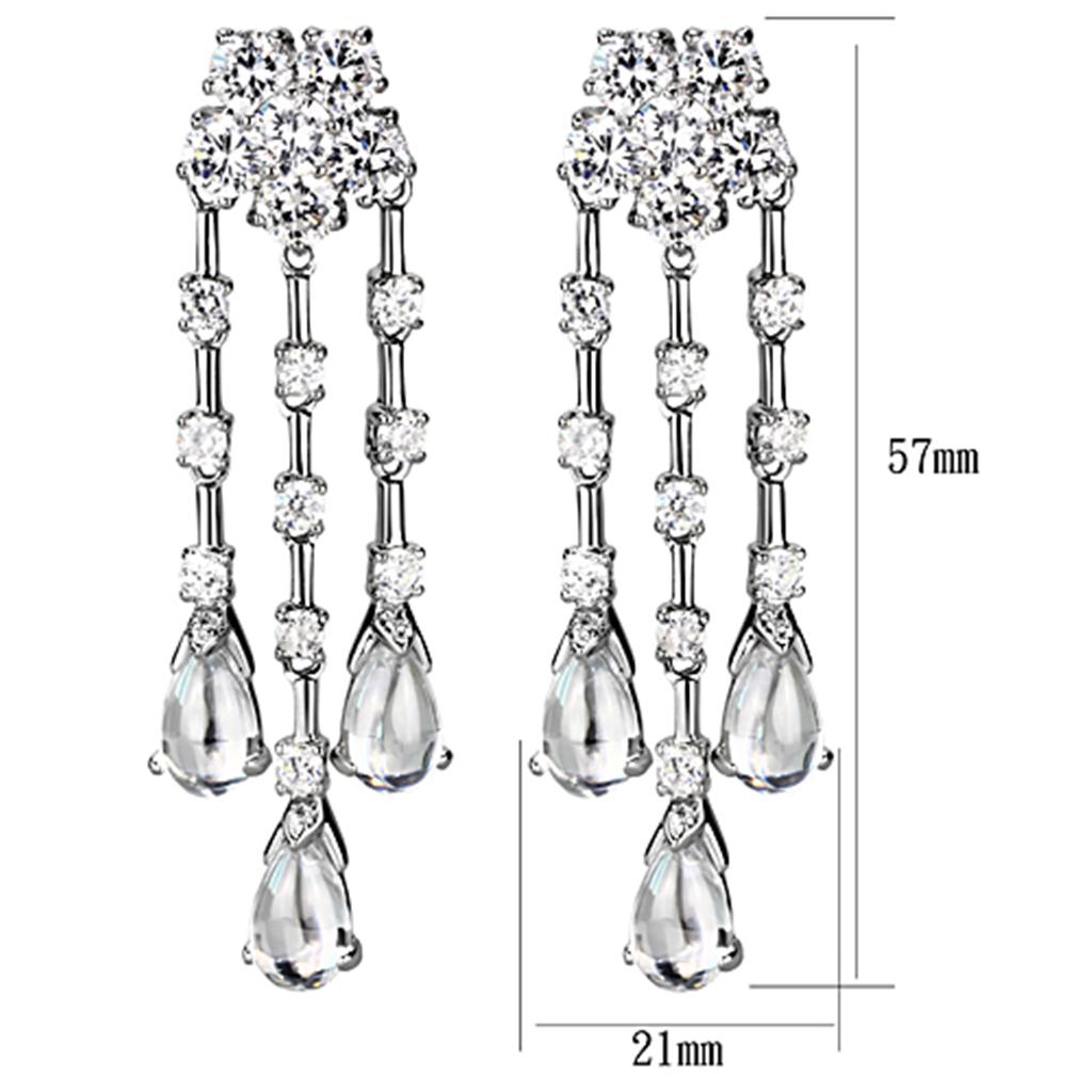 LO3076 - Rhodium Brass Jewelry Sets with AAA Grade CZ  in Clear-1