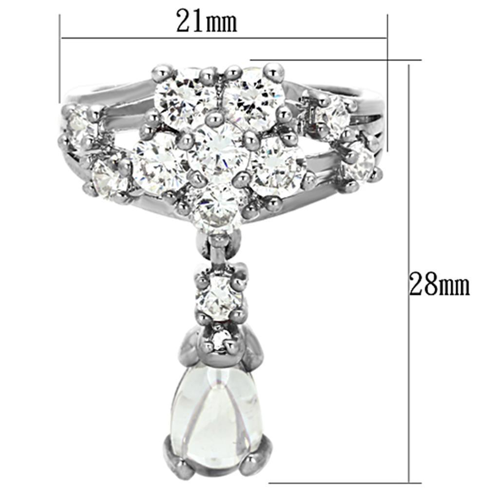 LO3076 - Rhodium Brass Jewelry Sets with AAA Grade CZ  in Clear-3