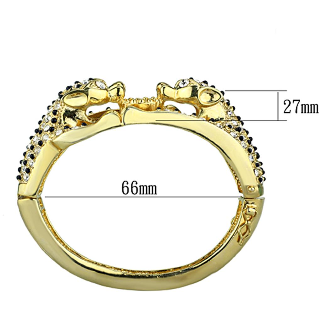 LO3083 - Gold Brass Bangle with Top Grade Crystal  in Clear-1