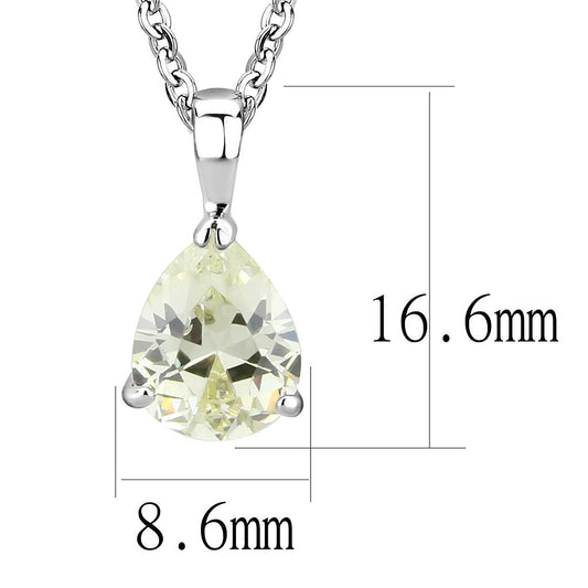LO311 - Rhodium Brass Chain Pendant with AAA Grade CZ  in Citrine Yellow-1