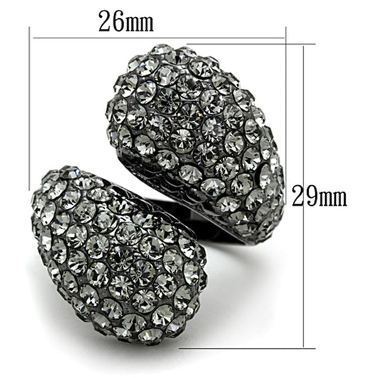 LO3172 - TIN Cobalt Black Brass Ring with Top Grade Crystal  in Black Diamond-1