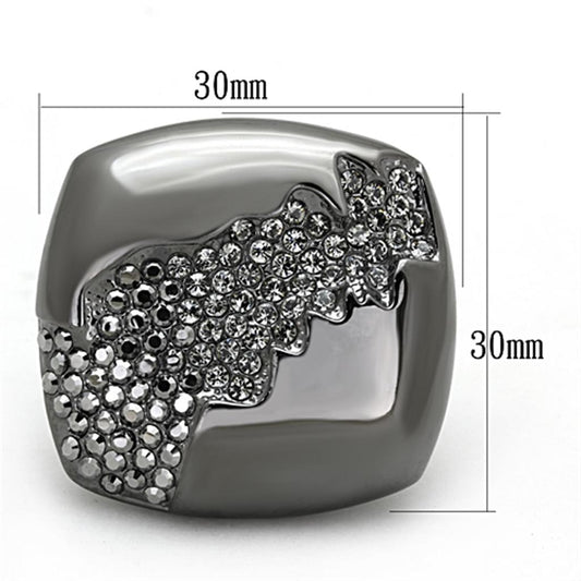 LO3174 - TIN Cobalt Black Brass Ring with Top Grade Crystal  in Black Diamond-1