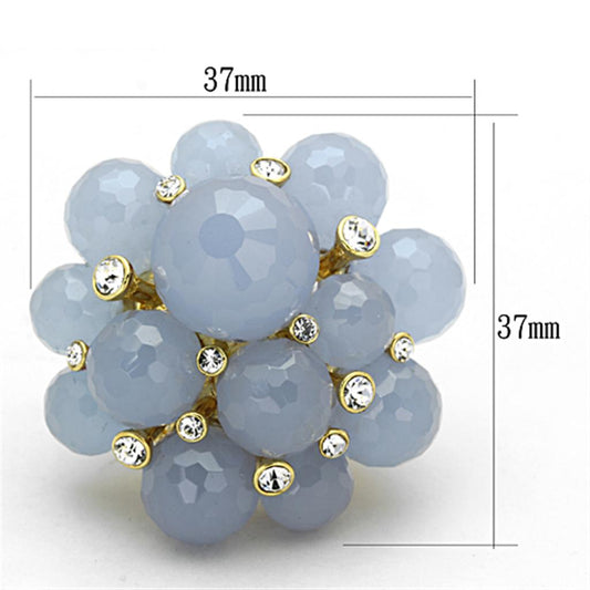 LO3214 - Gold Brass Ring with Synthetic Synthetic Glass in Gray-1