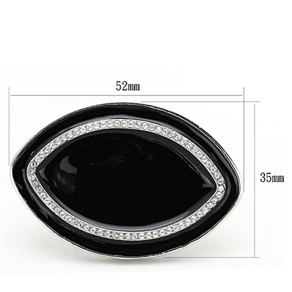 LO3217 - Rhodium Brass Ring with Top Grade Crystal  in Clear-1