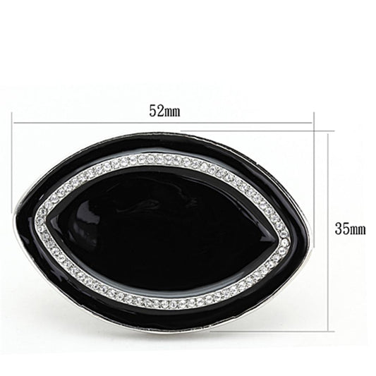 LO3217 - Rhodium Brass Ring with Top Grade Crystal  in Clear-1