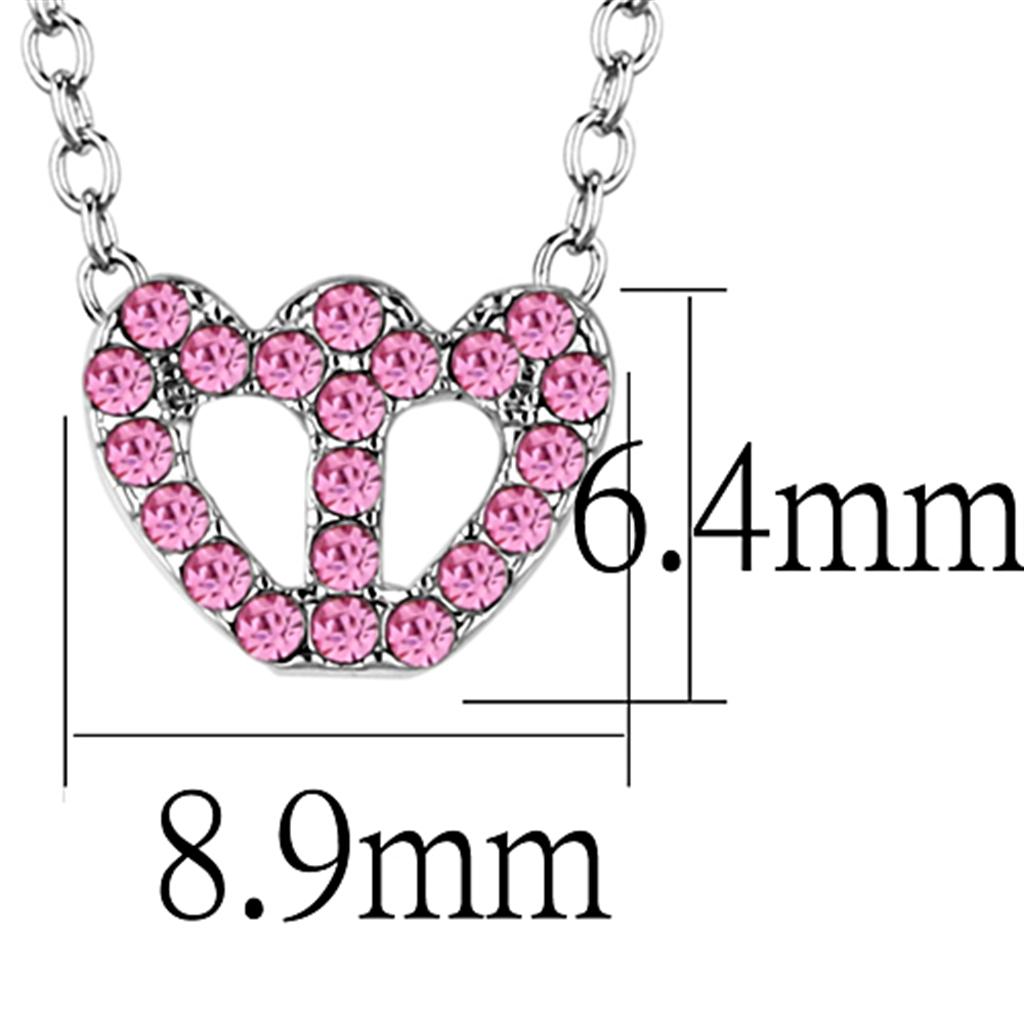 LO3230 - Rhodium Brass Chain Pendant with Top Grade Crystal  in Rose-1