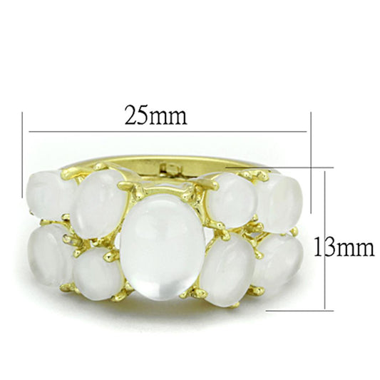 LO3254 - Gold Brass Ring with Synthetic Cat Eye in Aurora Borealis (Rainbow Effect)-1