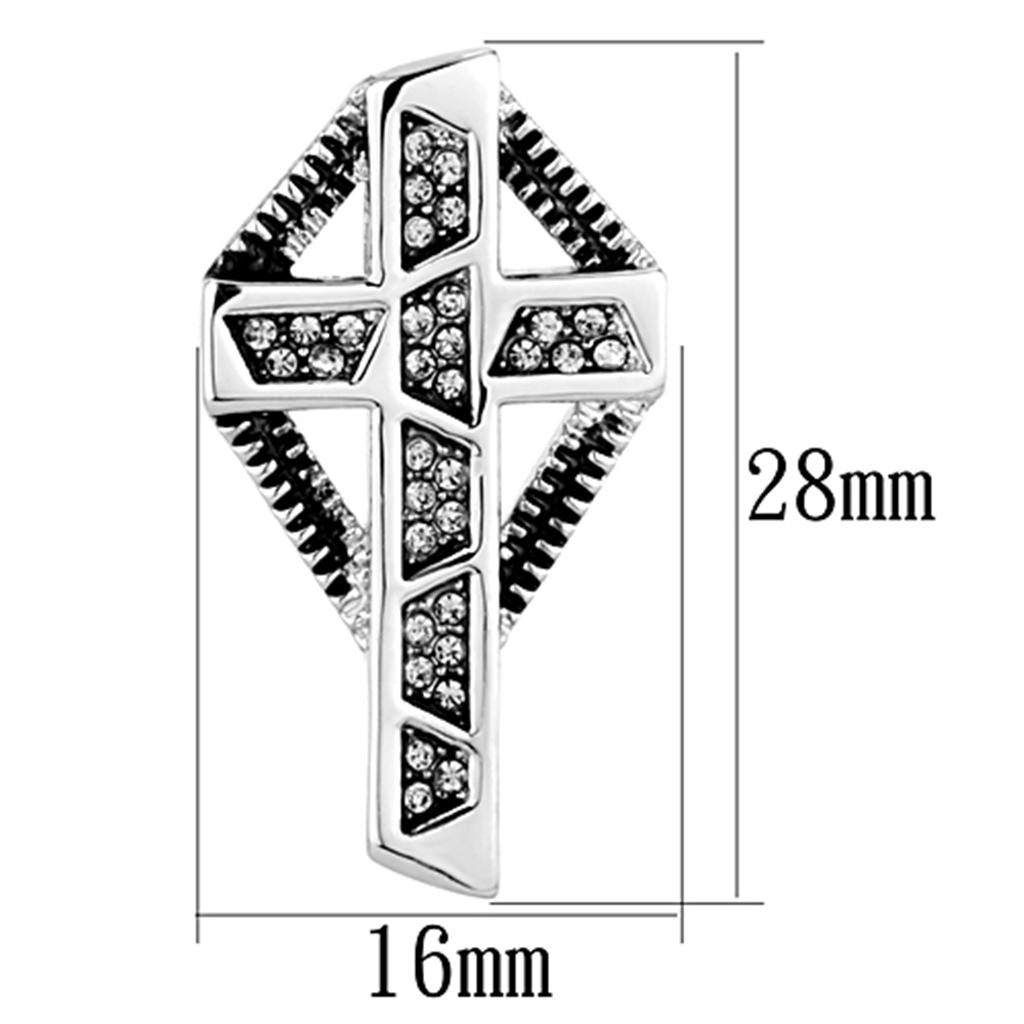 LO3282 - Rhodium Brass Earrings with Top Grade Crystal  in Black Diamond-1