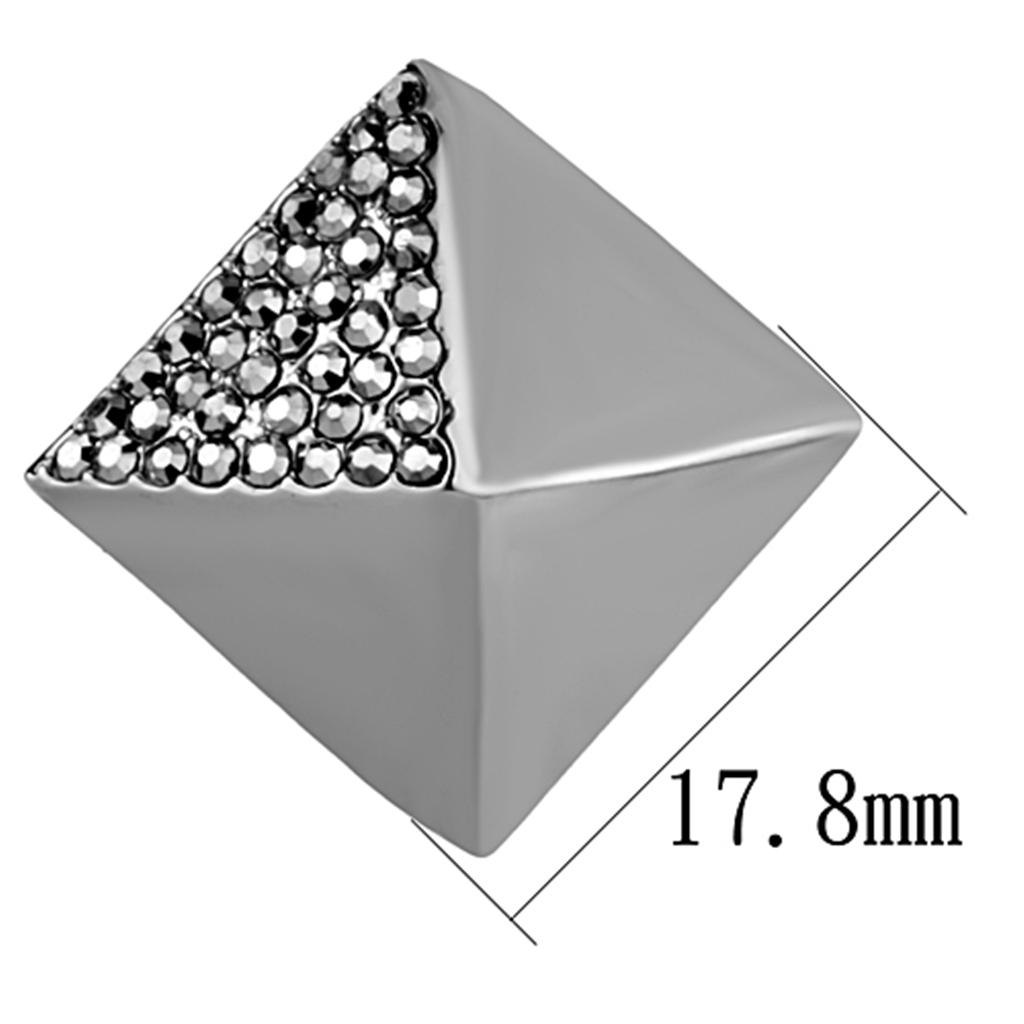 LO3283 - Ruthenium Brass Earrings with Top Grade Crystal  in Hematite-1