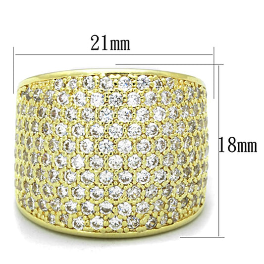 LO3284 - Gold Brass Ring with AAA Grade CZ  in Clear-1