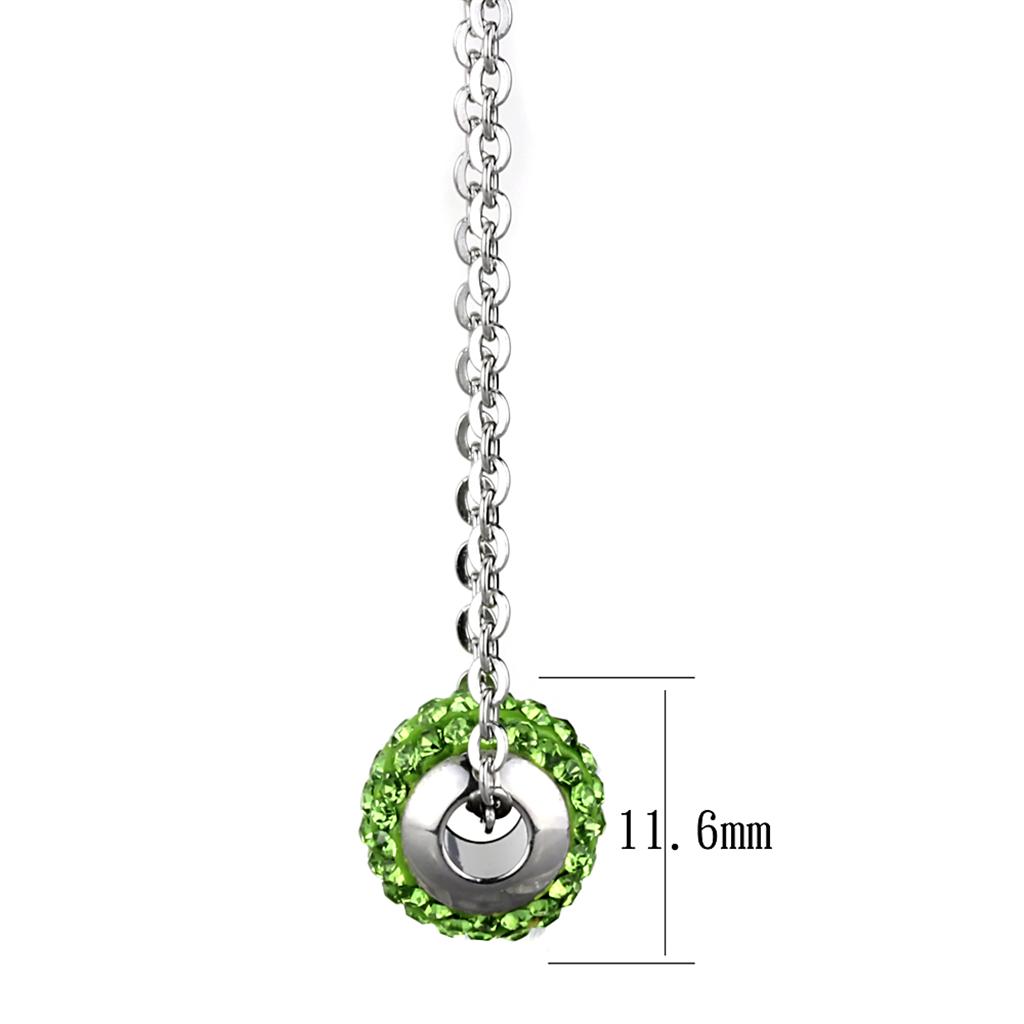 LO3330 - High polished (no plating) Stainless Steel Necklace with Top Grade Crystal  in Peridot-1