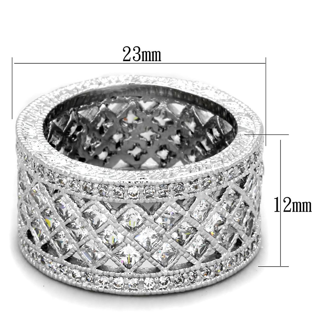 LO3350 - Rhodium Brass Ring with AAA Grade CZ  in Clear-1