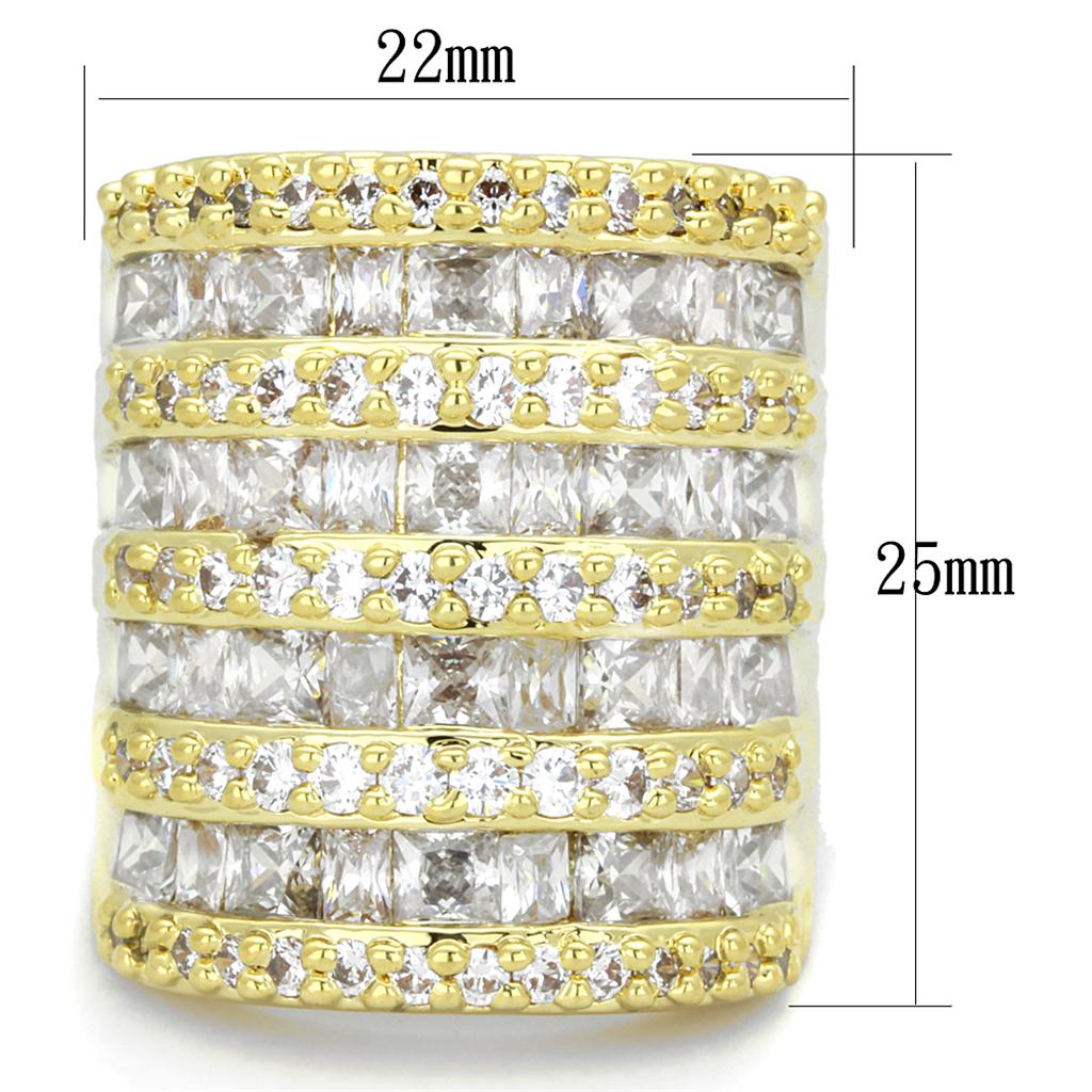 LO3359 - Gold Brass Ring with AAA Grade CZ  in Clear-1