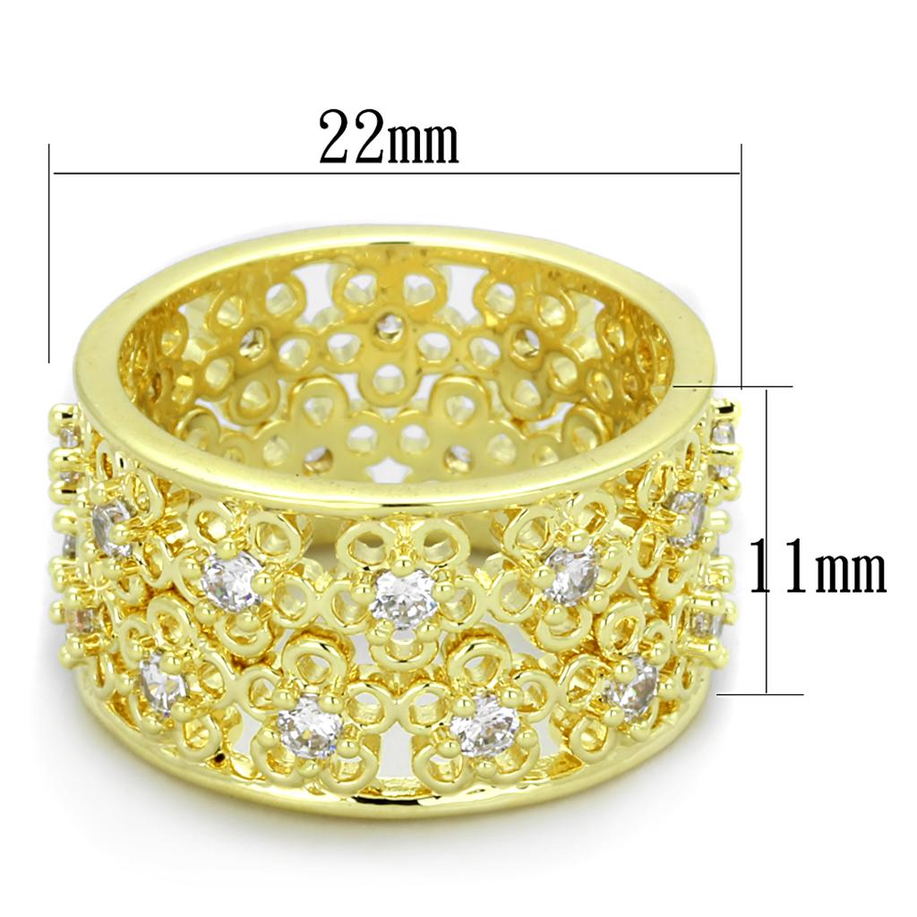 LO3363 - Gold Brass Ring with AAA Grade CZ  in Clear-1