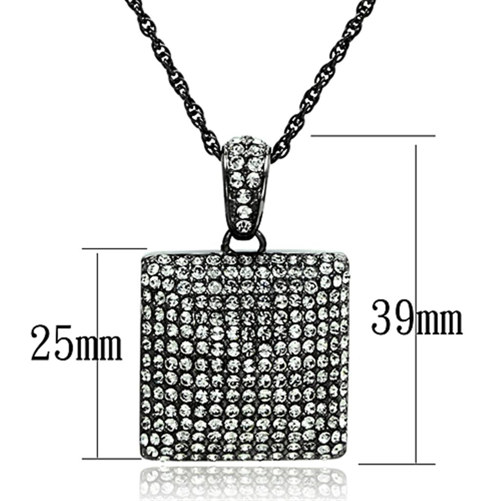 LO3471 - TIN Cobalt Black Brass Chain Pendant with Top Grade Crystal  in Black Diamond-1