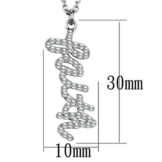LO3488 - Rhodium Brass Chain Pendant with Top Grade Crystal  in Clear-1