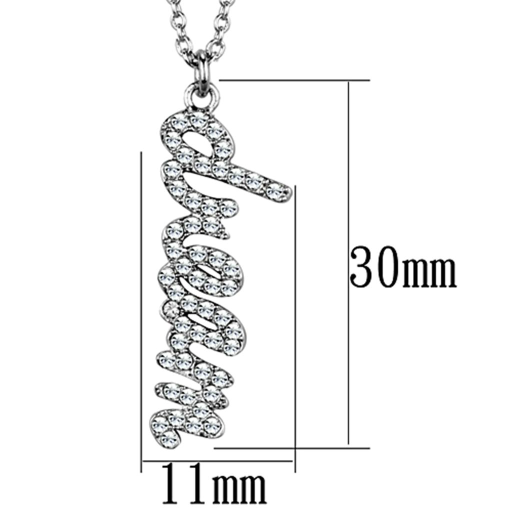 LO3489 - Rhodium Brass Chain Pendant with Top Grade Crystal  in Clear-1