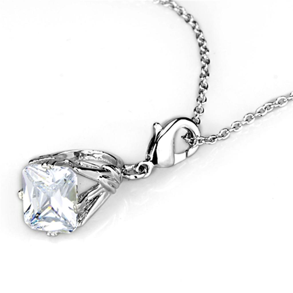 LO3491 - Rhodium Brass Pendant with AAA Grade CZ  in Clear-2