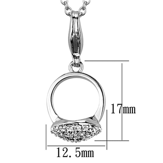 LO3492 - Rhodium Brass Pendant with AAA Grade CZ  in Clear-1