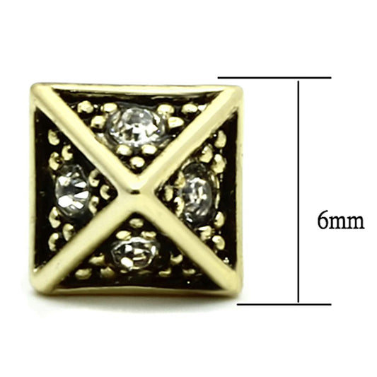 LO3507 - Flash Gold Brass Earrings with Top Grade Crystal  in Clear-1