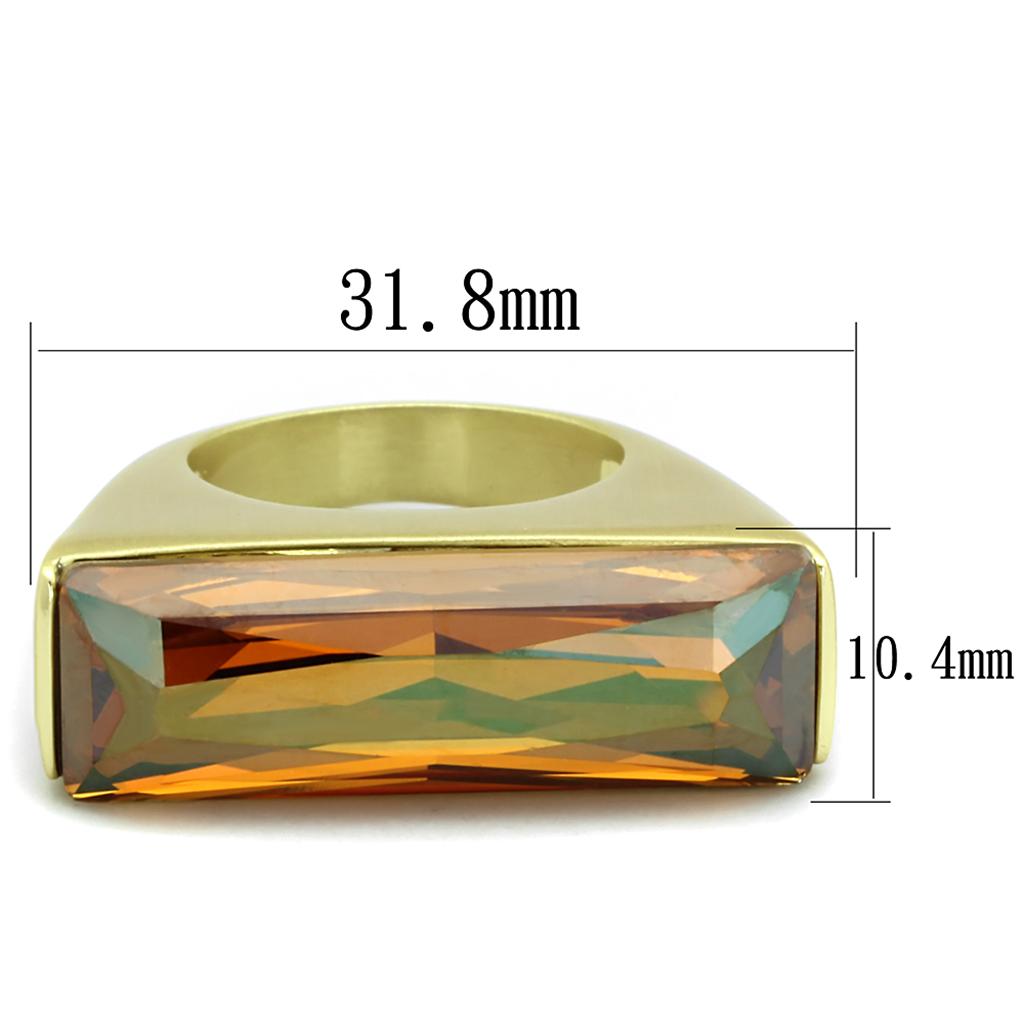 LO3516 - Gold & Brush Brass Ring with Top Grade Crystal  in Champagne-1