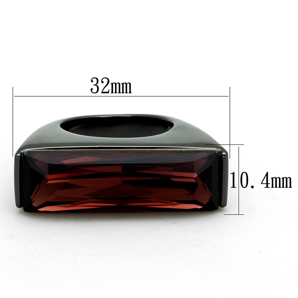 LO3517 - TIN Cobalt Black Brass Ring with Top Grade Crystal  in Siam-1