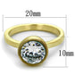 LO3538 - Gold & Brush Brass Ring with AAA Grade CZ  in Clear-1