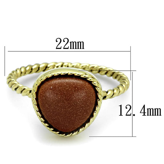 LO3543 - Gold Brass Ring with Synthetic Cat Eye in Brown-1
