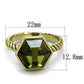 LO3544 - Gold Brass Ring with AAA Grade CZ  in Olivine color-1