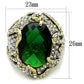 LO3588 - Flash Gold Brass Ring with Synthetic Synthetic Glass in Emerald-1