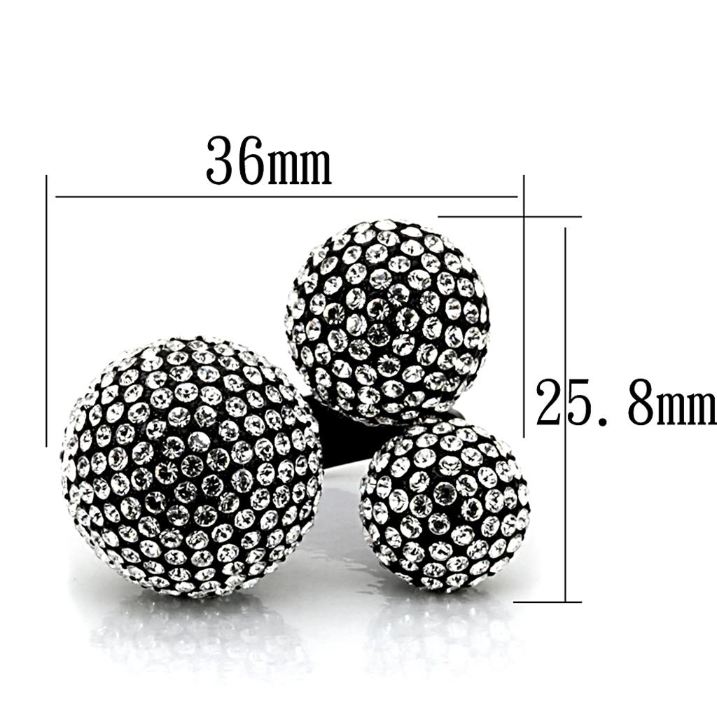 LO3591 - TIN Cobalt Black Brass Ring with Top Grade Crystal  in Clear-1