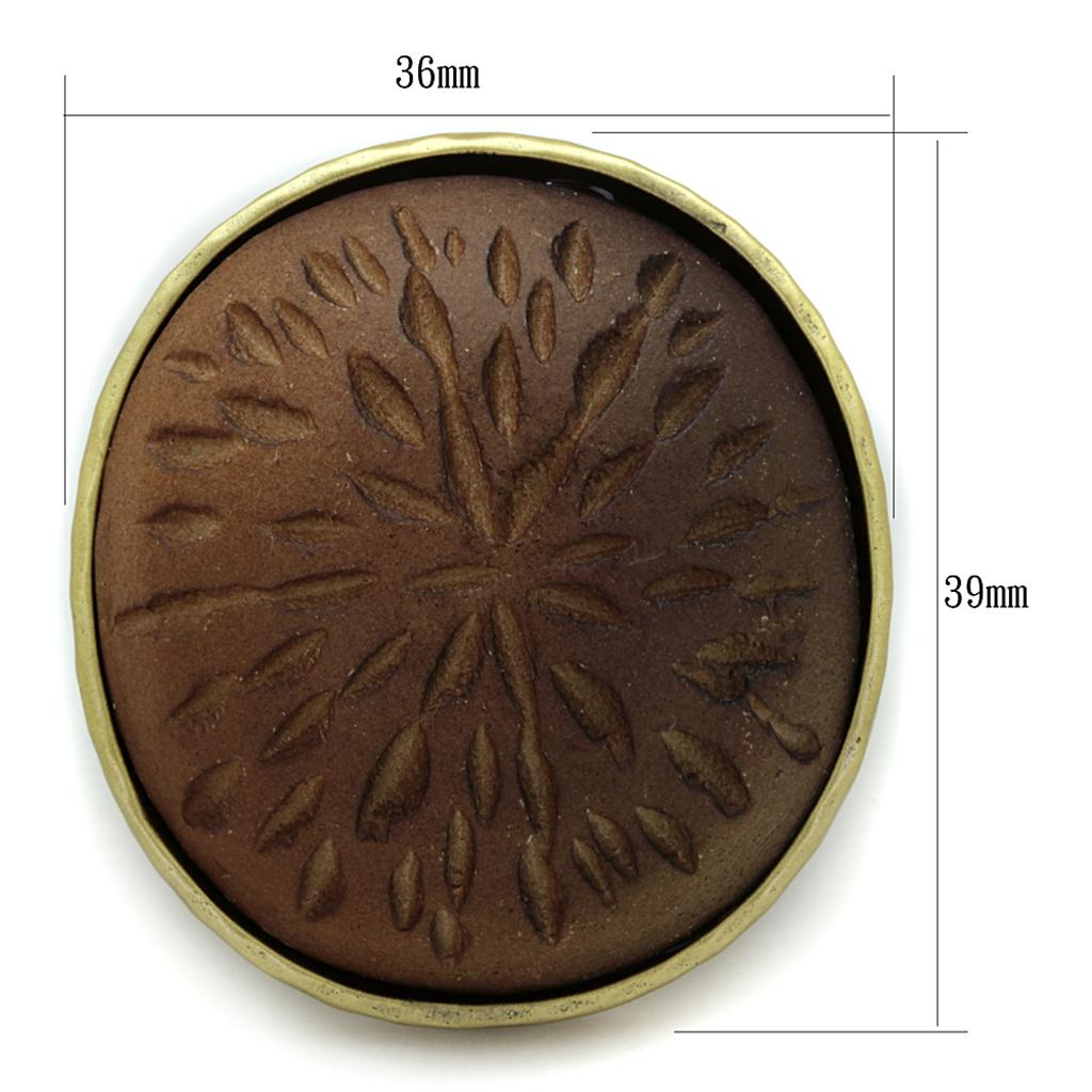 LO3602 - Antique Copper Brass Ring with Synthetic Synthetic Stone in Gray-1