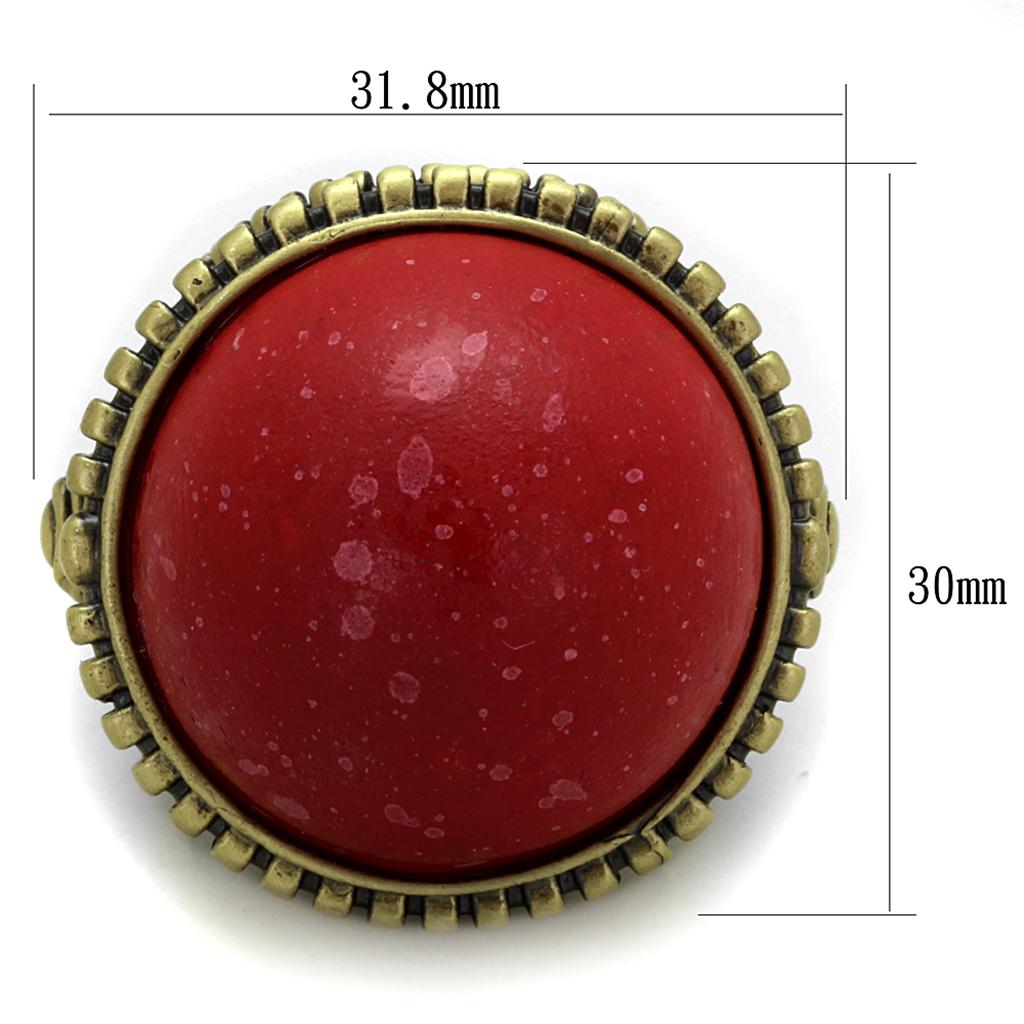 LO3603 - Antique Copper Brass Ring with Synthetic Synthetic Stone in Siam-1