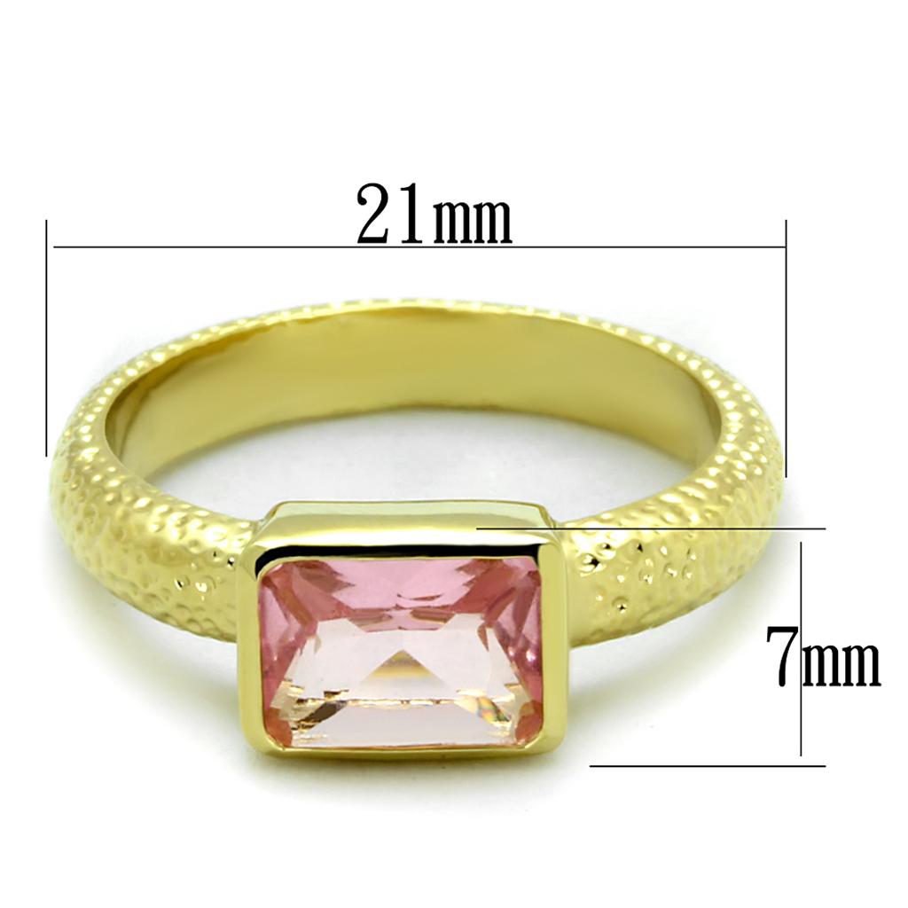LO3638 - Gold Brass Ring with Synthetic Synthetic Glass in Rose-1