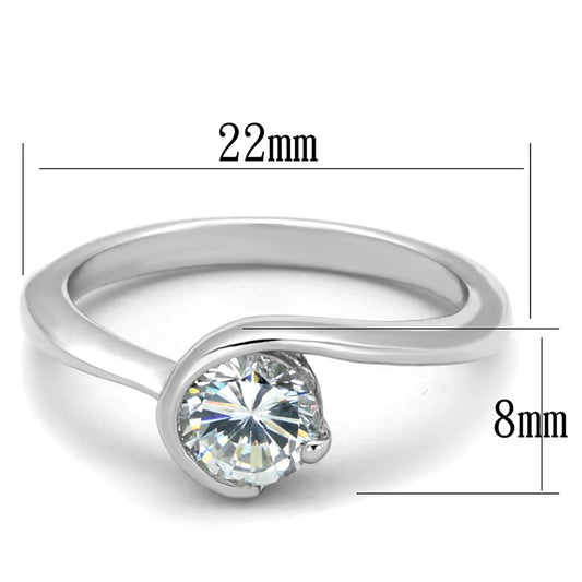 LO3639 - Rhodium Brass Ring with AAA Grade CZ  in Clear-1