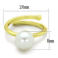 LO3656 - Gold Brass Ring with Synthetic Pearl in White-1