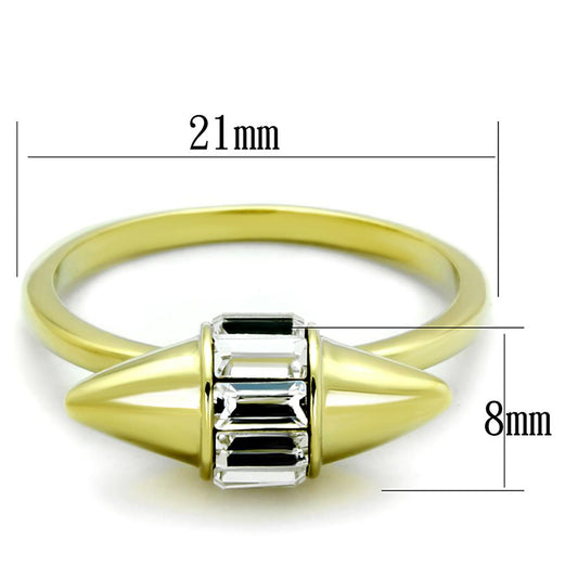 LO3657 - Gold Brass Ring with Top Grade Crystal  in Clear-1