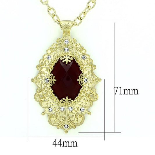 LO3670 - Gold & Brush Brass Chain Pendant with Synthetic Synthetic Glass in Siam-1