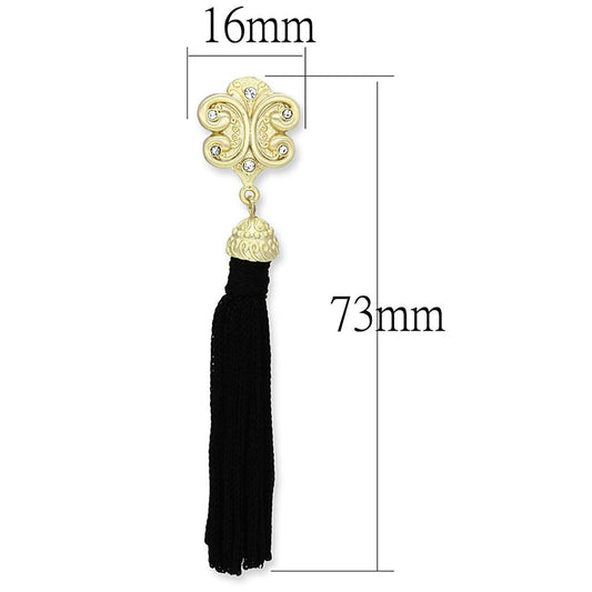 LO3677 - Gold & Brush Brass Earrings with Top Grade Crystal  in Clear-1