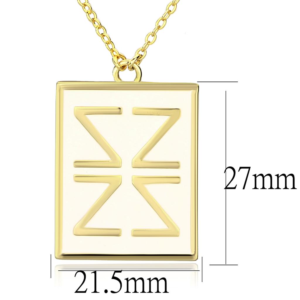 LO3684 - Gold Brass Chain Pendant with Epoxy  in White-1