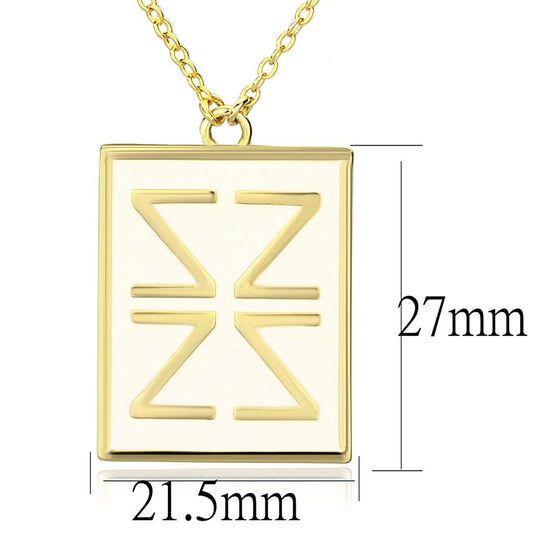 LO3684 - Gold Brass Chain Pendant with Epoxy  in White-1