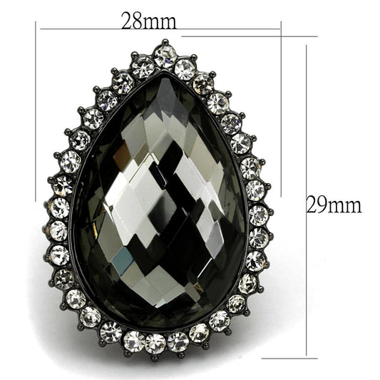 LO3688 - Ruthenium Brass Ring with Synthetic Synthetic Glass in Black Diamond-1