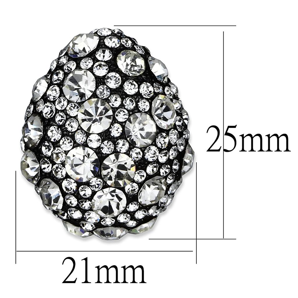 LO3700 - TIN Cobalt Black Brass Earrings with Top Grade Crystal  in Clear-1