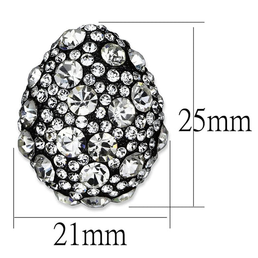 LO3700 - TIN Cobalt Black Brass Earrings with Top Grade Crystal  in Clear-1