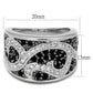 LO3739 - Rhodium + Ruthenium Brass Ring with AAA Grade CZ  in Black Diamond-1