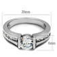 LO3744 - Rhodium Brass Ring with AAA Grade CZ  in Clear-1