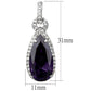 LO3756 - Rhodium Brass Earrings with AAA Grade CZ  in Amethyst-1